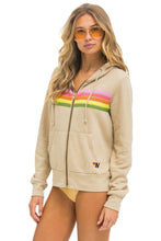 Load image into Gallery viewer, AVIATOR NATION 5 STRIPE HOODIE - SAND // PINK // GREEN
