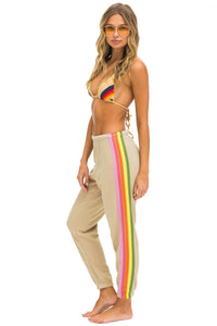 AVIATOR NATION 5 STRIPE SWEATPANTS - SAND // PINK // GREEN