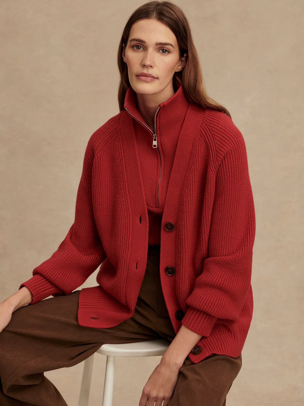 VARLEY SITGES BUTTON-THROUGH KNIT - LAVA FALLS