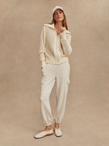 VARLEY ELOISE ZIP-THROUGH KNIT - EGRET