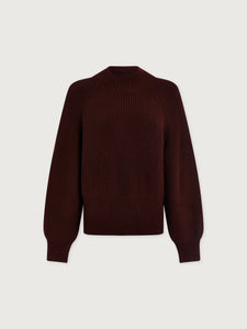 VARLEY MARTINA HIGH-NECK RIB KNIT - DECADENT CHOCOLATE