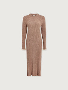 VARLEY AXEL RIB KNIT MIDI DRESS - LIGHT TAUPE MARL