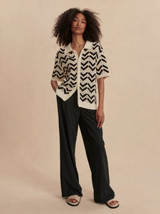 VARLEY ANAIS CROCHET POLO SHIRT - BIRCH