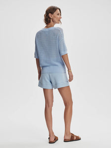 VARLEY CALLIE KNIT TOP - CASHMERE BLUE