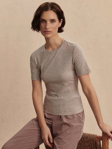 VARLEY REGINA FITTED TEE - TAUPE MARL