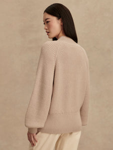 VARLEY MARTINA HIGH-NECK RIB KNIT - CEMENT