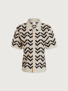 VARLEY ANAIS CROCHET POLO SHIRT - BIRCH