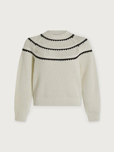 VARLEY PADBURY POINTELLE KNIT SWEATER - EGRET