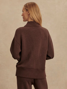 VARLEY SALLY HALF-ZIP SWEAT - COFFEE BEAN MARL