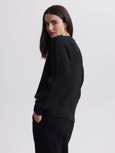 VARLEY VERA BUTTON NECK SWEATER - BLACK