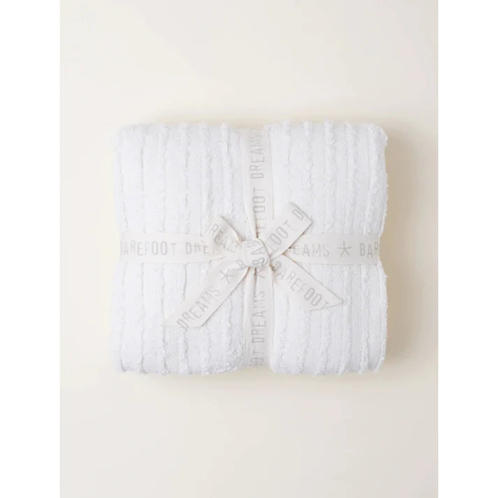 BAREFOOT DREAMS COZYCHIC ANGULAR RIB BLANKET - CREAM