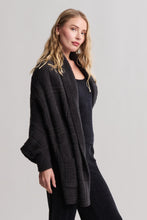Load image into Gallery viewer, BAREFOOT DREAMS COZYCHIC COTTON TONAL PLAID BLANKET WRAP - CARBON
