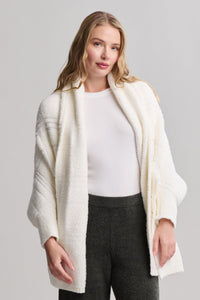 BAREFOOT DREAMS COZYCHIC COTTON TONAL PLAID BLANKET WRAP - PEARL