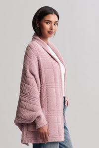 BAREFOOT DREAMS COZYCHIC COTTON TONAL PLAID BLANKET WRAP - TEABERRY
