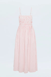 PISTOLA BIANCA SHIRRED BODICE DRESS - RUBY STRIPE