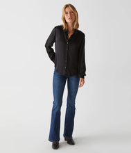 Load image into Gallery viewer, MICHAEL STARS MEREDITH SATIN BUTTON DOWN SHIRT - BLACK
