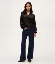 Load image into Gallery viewer, MICHAEL STARS MEREDITH SATIN BUTTON DOWN SHIRT - BLACK
