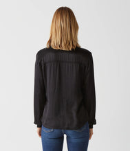 Load image into Gallery viewer, MICHAEL STARS MEREDITH SATIN BUTTON DOWN SHIRT - BLACK
