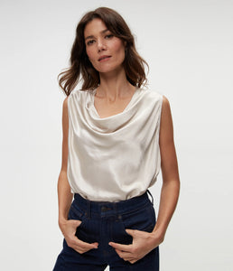 MICHAEL STARS MITZI COWL NECK TOP - CEMENT