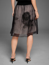 Load image into Gallery viewer, NIC+ZOE GOLD LABEL EMBROIDERED MESH SKIRT - BLACK MULTI
