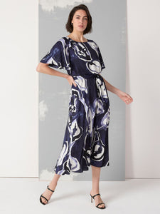 NIC+ZOE WATERCOLOR VINES JENI DRESS - INDIGO MULTI