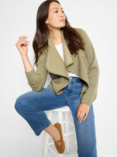 Load image into Gallery viewer, NIC+ZOE LOUNGE AROUND MOTO JACKET - OLIVEWOOD
