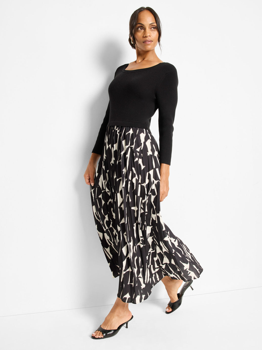 NIC+ZOE ONYX PRINT KYRIE DRESS - BLACK MULTI