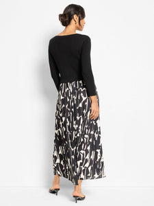 NIC+ZOE ONYX PRINT KYRIE DRESS - BLACK MULTI
