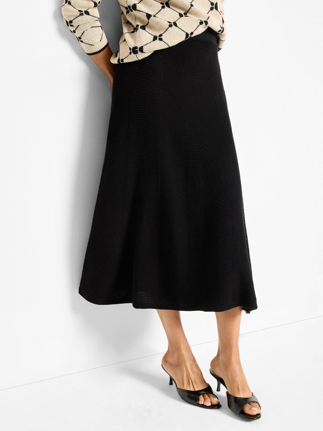 NIC+ZOE PIXEL KNIT SKIRT - BLACK ONYX