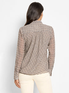 NIC+ZOE ABSTRACT DOT FALLING CHIFFON TOP - NEUTRAL MULTI