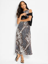 Load image into Gallery viewer, NIC+ZOE DOTTY PALMS BOAT NECK BIANCA DRESS - BLACK MULTI
