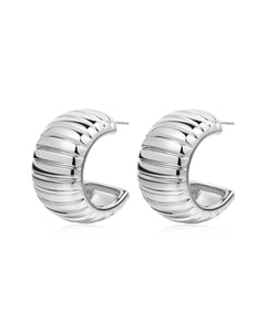 LUV AJ REMY RIDGED HOOPS - SILVER