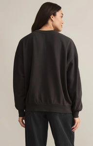 Z SUPPLY BRONC EMBROIDERED SUNDAY SWEATSHIRT - BLACK SAND