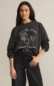 Z SUPPLY BRONC EMBROIDERED SUNDAY SWEATSHIRT - BLACK SAND