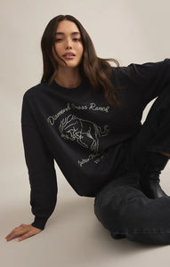 Z SUPPLY BRONC EMBROIDERED SUNDAY SWEATSHIRT - BLACK SAND