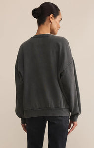 Z SUPPLY VARSITY SUNDAY SWEATSHIRT - BLACK SAND