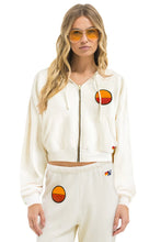 Load image into Gallery viewer, AVIATOR NATION SUNSET PATCH RELAXED CROPPED ZIP HOODIE - VINTAGE WHITE
