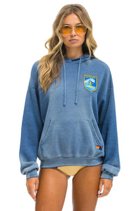 AVIATOR NATION SURFER WAVE PATCH PULLOVER RELAXED HOODIE - FADED WATER