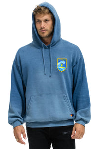 AVIATOR NATION SURFER WAVE PATCH PULLOVER RELAXED HOODIE - FADED WATER