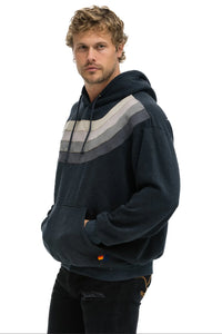 AVIATOR NATION WAVE STRIPE 4 PULLOVER HOODIE RELAXED - CHARCOAL // CHARCOAL