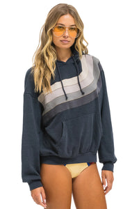 AVIATOR NATION WAVE STRIPE 4 PULLOVER HOODIE RELAXED - CHARCOAL // CHARCOAL