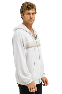 AVIATOR NATION 5 STRIPE RELAXED ZIP HOODIE - DOVE GREY // WHITE // GREY