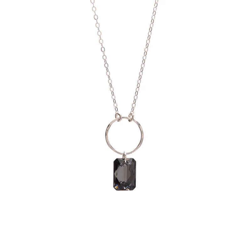 KENDA KIST DECO PENDANT NECKLACE - STERLING SILVER / BLACK DIAMOND