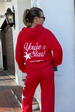 Load image into Gallery viewer, THE MAYFAIR GROUP YOU ARE A STAR WAFFLE HOODIE - RED
