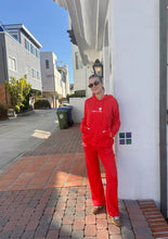 Load image into Gallery viewer, THE MAYFAIR GROUP YOU ARE A STAR WAFFLE WIDE LEG SWEATPANTS - RED
