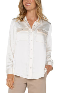 LIVERPOOL LONGLINE SHACKET - SWEET CREAM