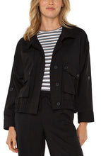 Load image into Gallery viewer, LIVERPOOL UTILITY JACKET WITH CINCH HEM - BLACK
