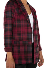 Load image into Gallery viewer, LIVERPOOL BOYFRIEND BLAZER - BLACKBERRY TARTAN PLAID
