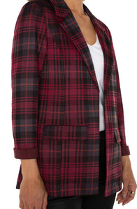 LIVERPOOL BOYFRIEND BLAZER - BLACKBERRY TARTAN PLAID