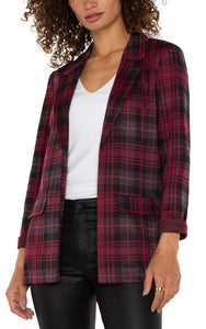 LIVERPOOL BOYFRIEND BLAZER - BLACKBERRY TARTAN PLAID